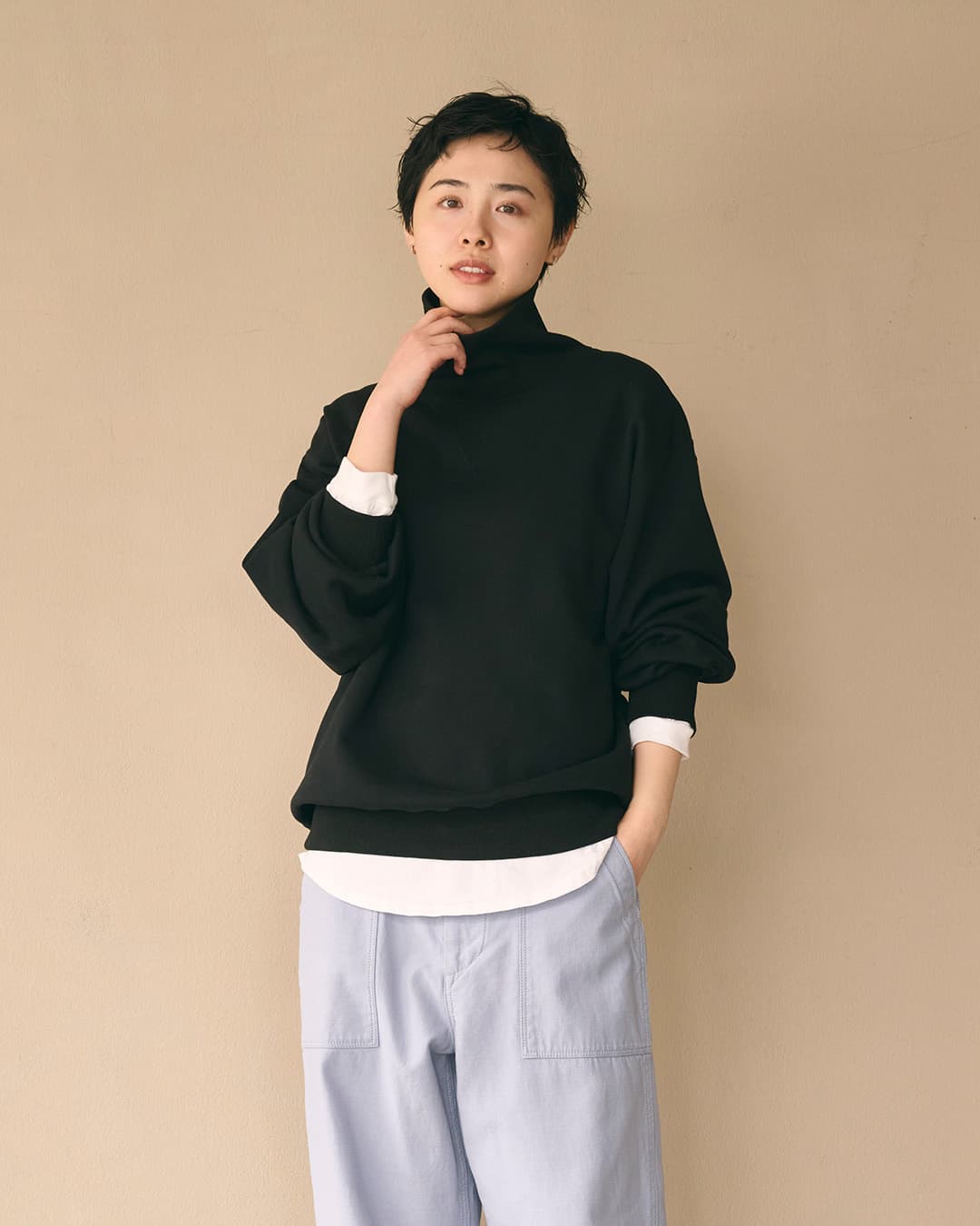 KHA:KIハイゲージコットン ハイネック スウェットシャツ HIGH NECK SWEAT SHIRT mil26fcs3509