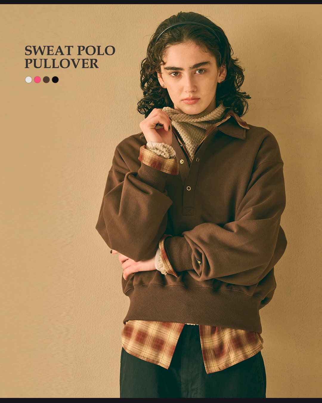KHA:KIハイゲージコットン ポロカラー スウェットシャツ SWEAT POLO PULLOVER mil26fcs3510