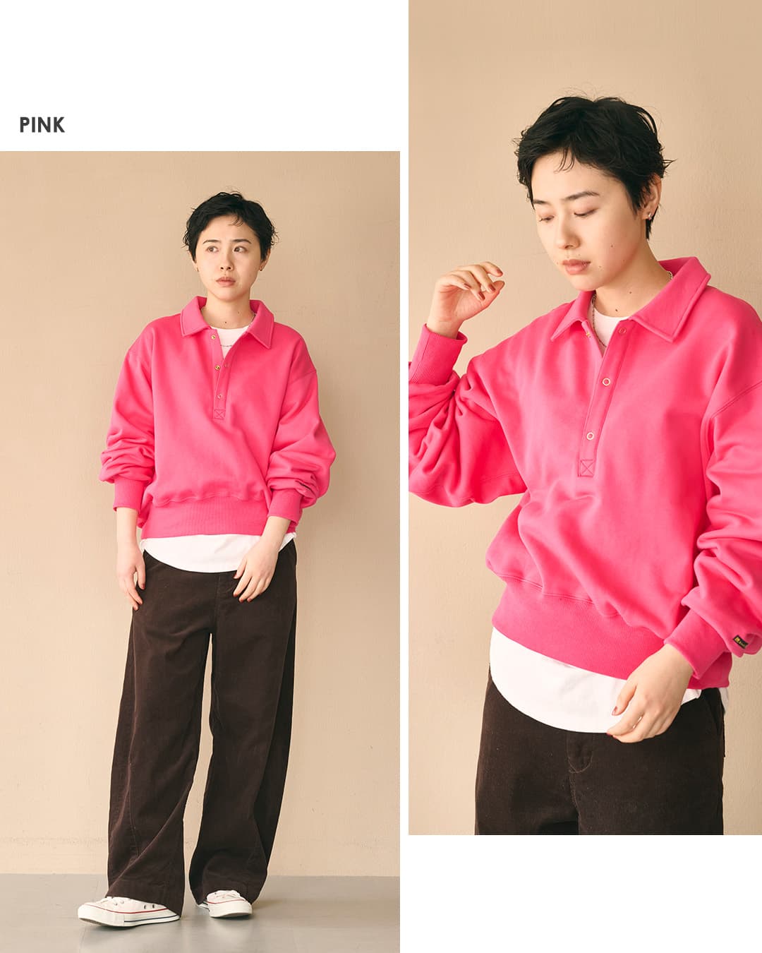 KHA:KIハイゲージコットン ポロカラー スウェットシャツ SWEAT POLO PULLOVER mil26fcs3510