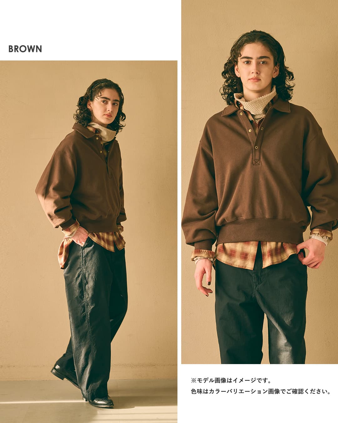 KHA:KIハイゲージコットン ポロカラー スウェットシャツ SWEAT POLO PULLOVER mil26fcs3510