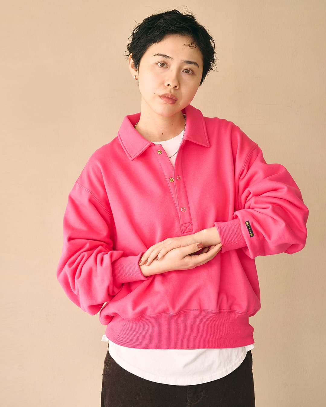 KHA:KIハイゲージコットン ポロカラー スウェットシャツ SWEAT POLO PULLOVER mil26fcs3510