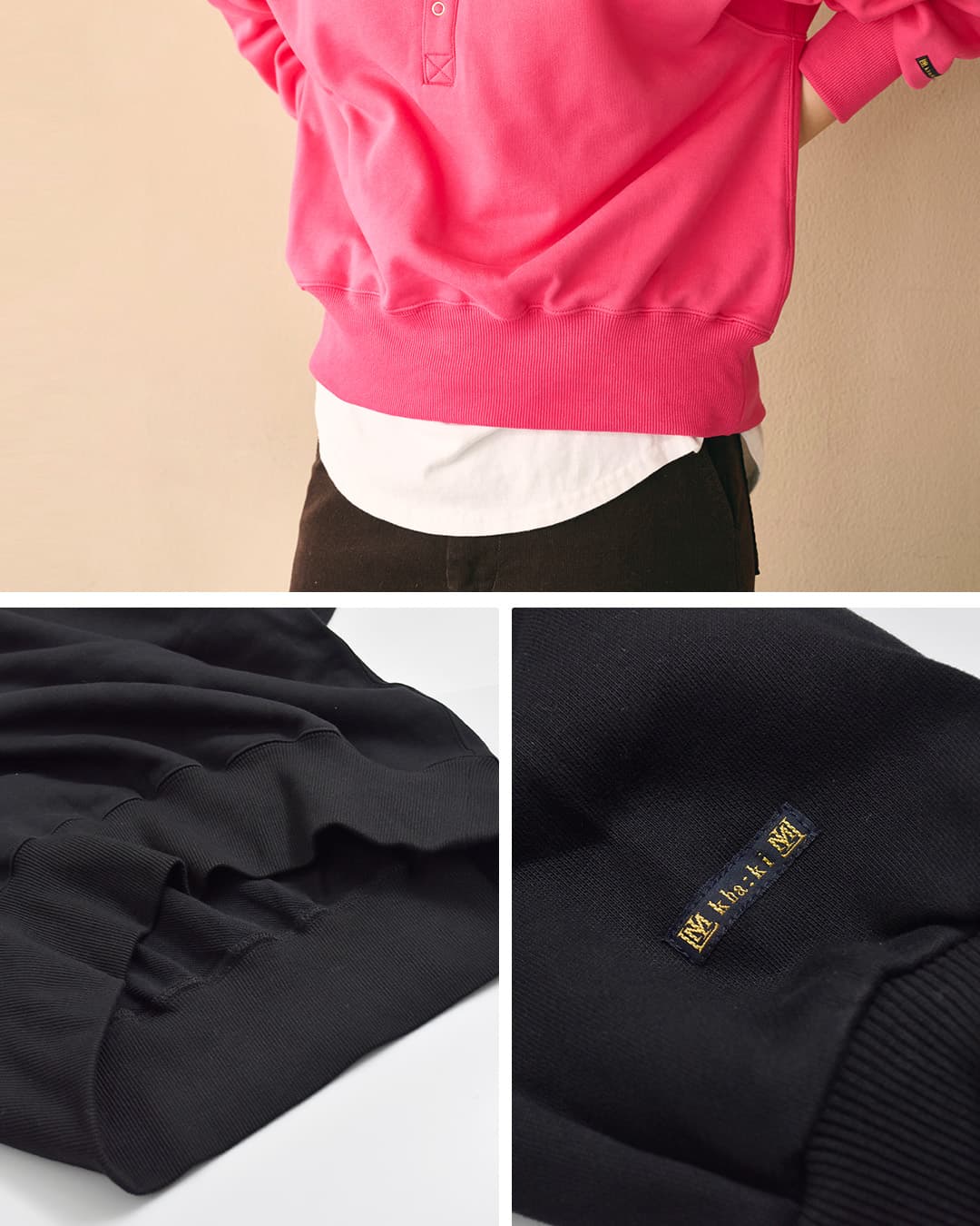 KHA:KIハイゲージコットン ポロカラー スウェットシャツ SWEAT POLO PULLOVER mil26fcs3510