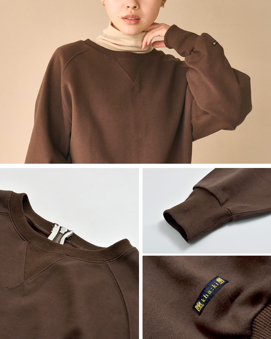 KHA:KIハイゲージコットン 2way ジップアップ スウェットカーディガン 2WAY SWEAT SHIRT mil26fcs3511