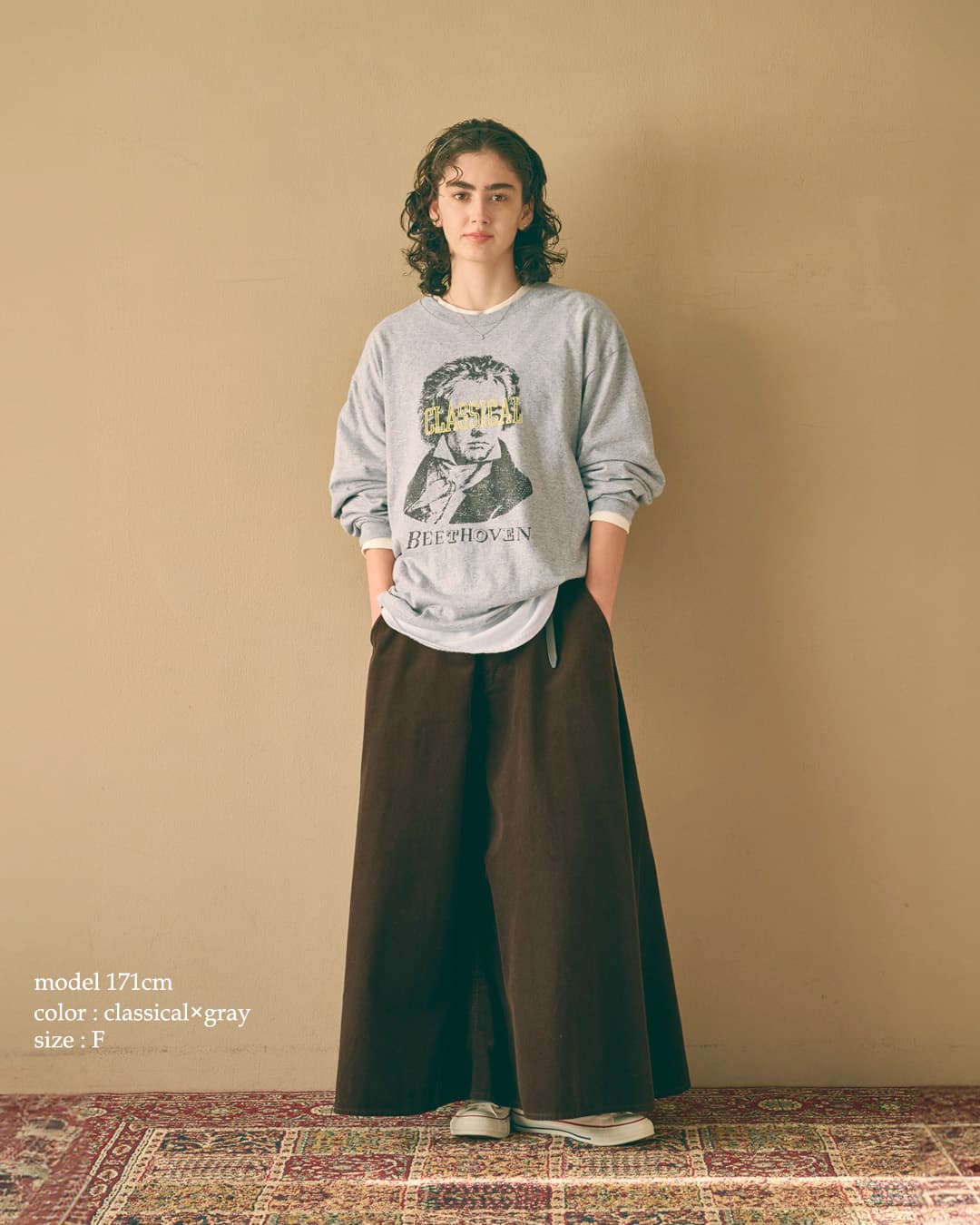 KHA:KI(カーキ)5.6oz コットン天竺 ヴィンテージプリント 長袖Tシャツ L/S TEE mil26fcs3519-20-21