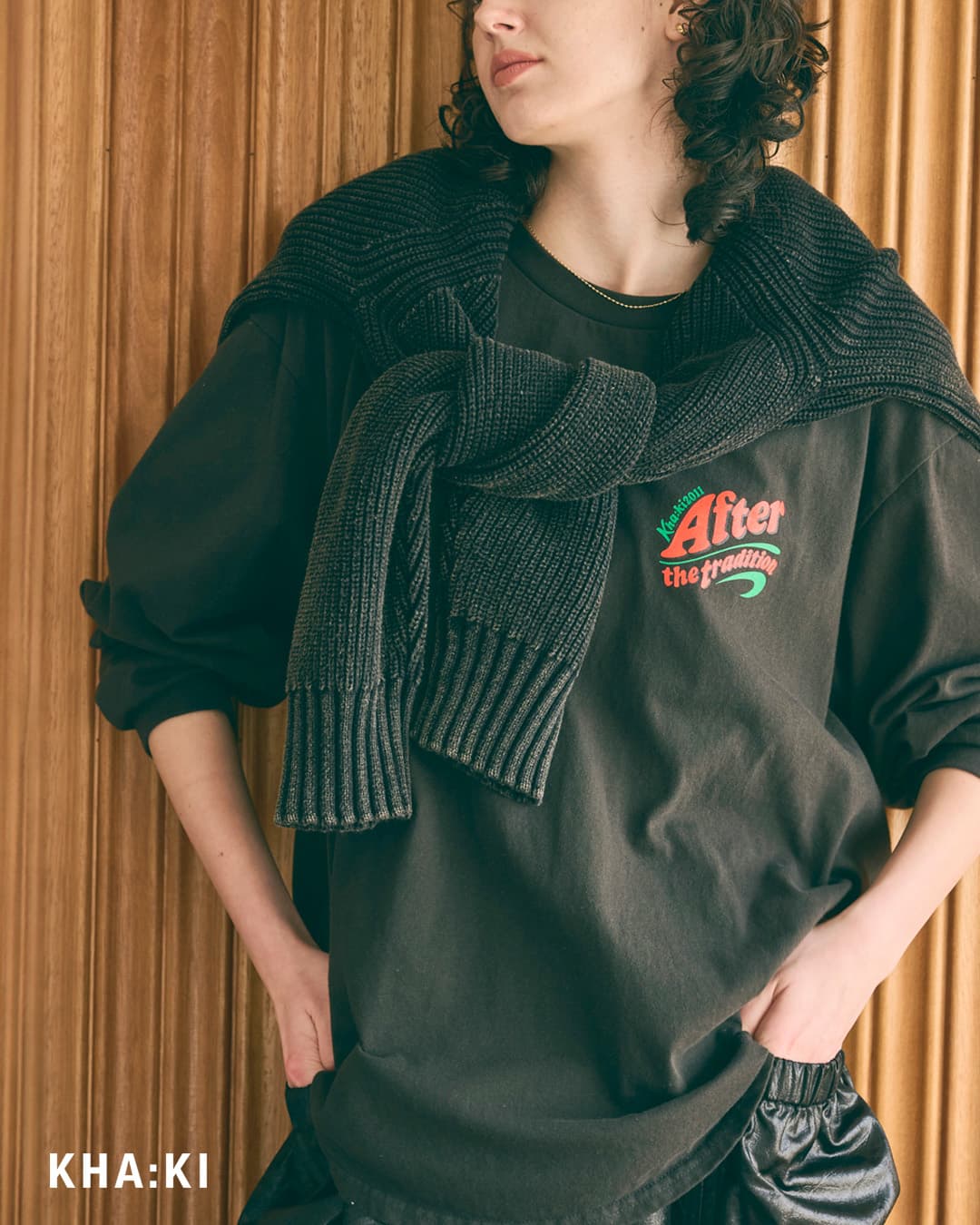 KHA:KI(カーキ)5.6oz コットン天竺 ヴィンテージプリント 長袖Tシャツ L/S TEE mil26fcs3519-20-21