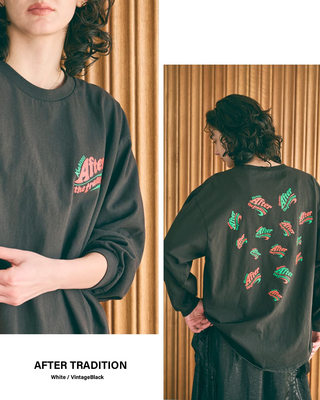 KHA:KI(カーキ)5.6oz コットン天竺 ヴィンテージプリント 長袖Tシャツ L/S TEE mil26fcs3519-20-21
