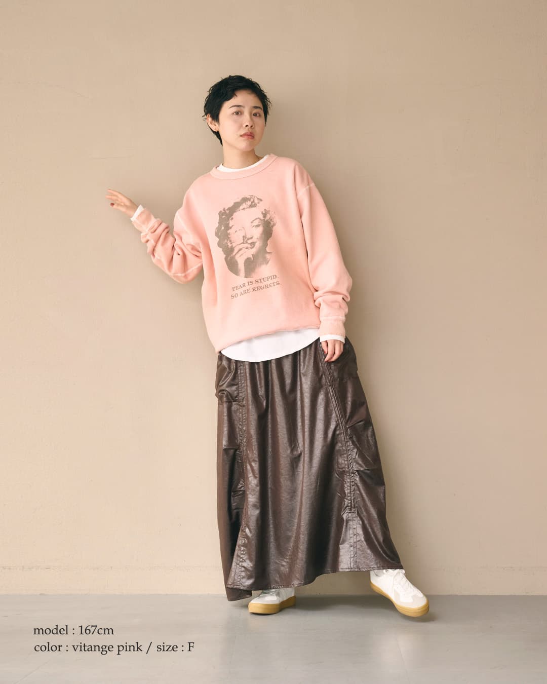 KHA:KI(カーキ)12ozフレンチテリー ダメージプリント スウェットシャツ My MUSE mil26fcs3522