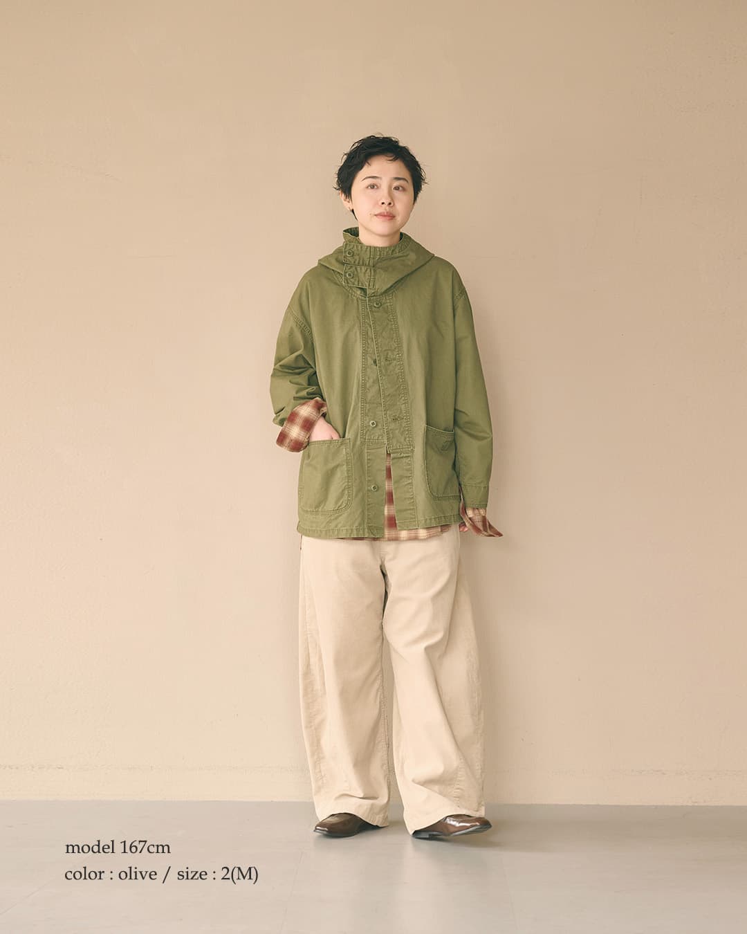 KHA:KI(カーキ)フェードコットンツイル ミリタリー フードジャケット GAS PARKA mil26fjk3250