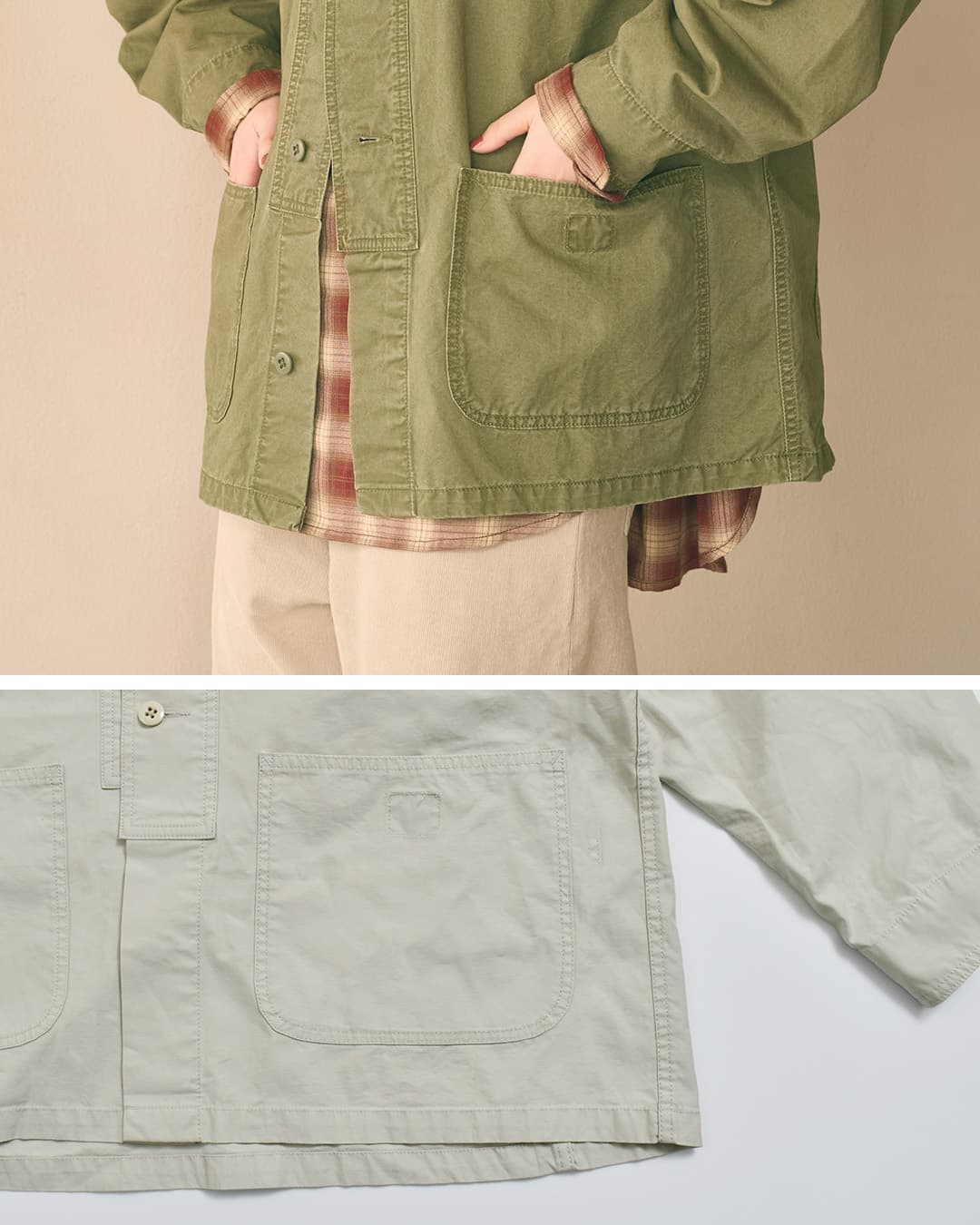 KHA:KI(カーキ)フェードコットンツイル ミリタリー フードジャケット GAS PARKA mil26fjk3250