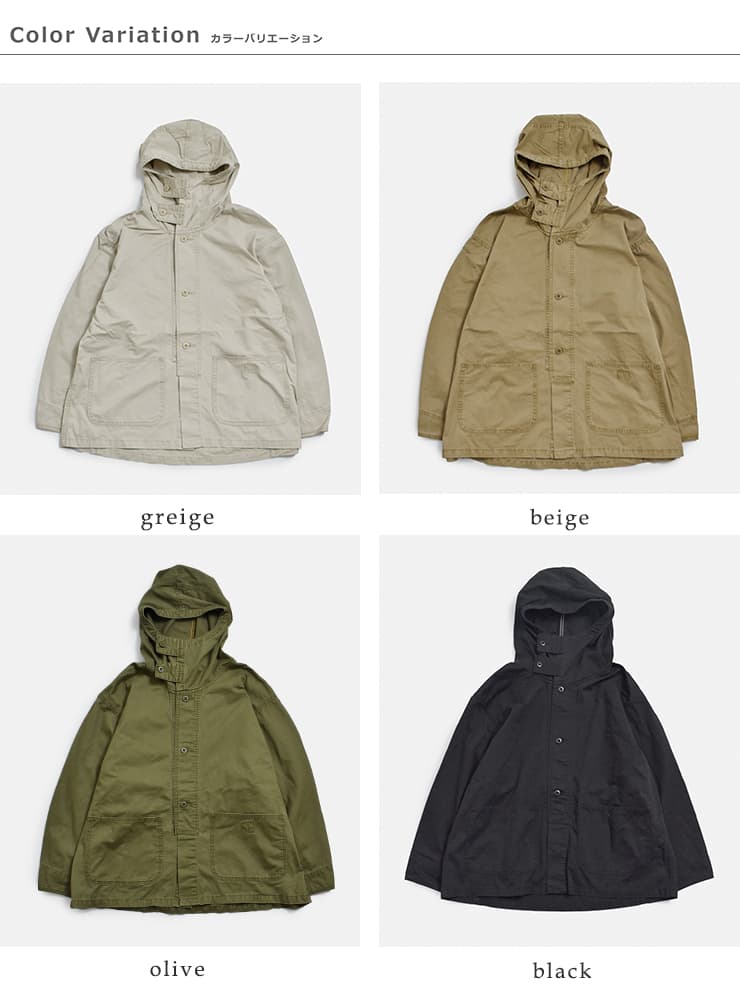KHA:KI(カーキ)フェードコットンツイル ミリタリー フードジャケット GAS PARKA mil26fjk3250