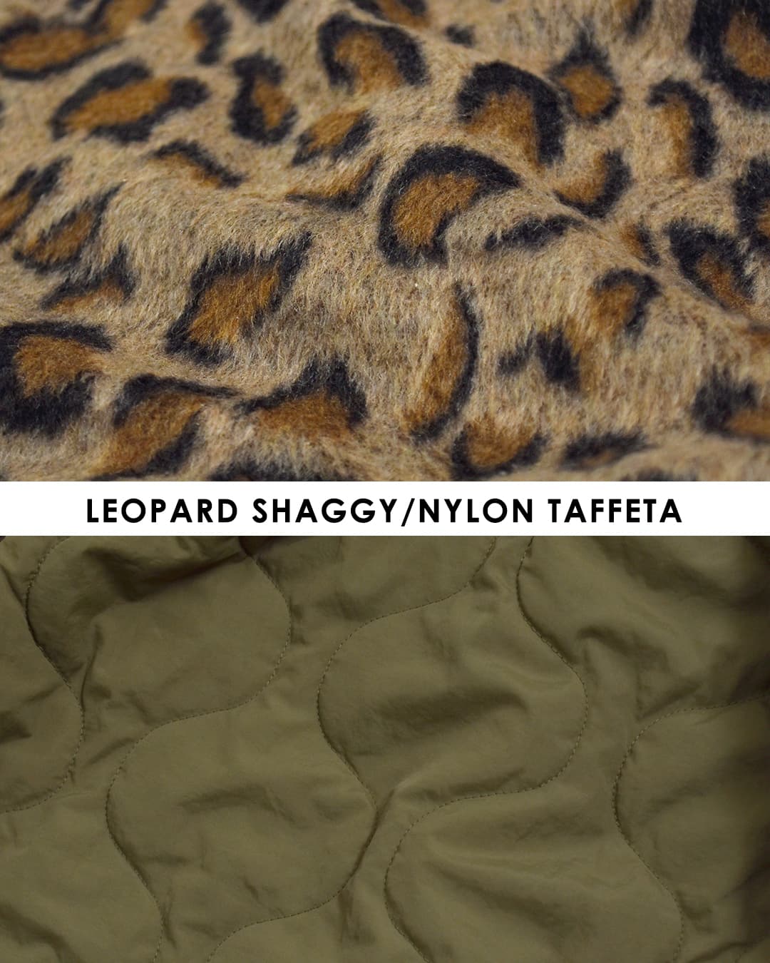 KHA:KI(カーキ)レオパードシャギー リバーシブル ライナーベスト LEOPARD LINER VEST mil26fjk3253