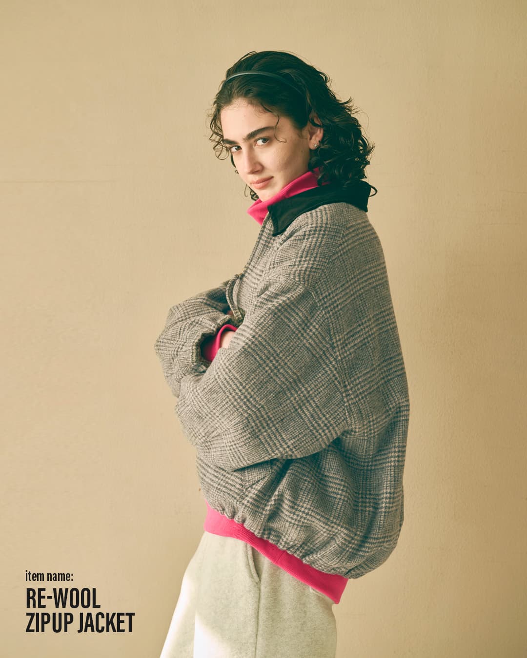 KHA:KI(カーキ)尾州リサイクルウール 起毛 ダブルジップジャケット RE-WOOL ZIPUP JACKET mil26fjk3255