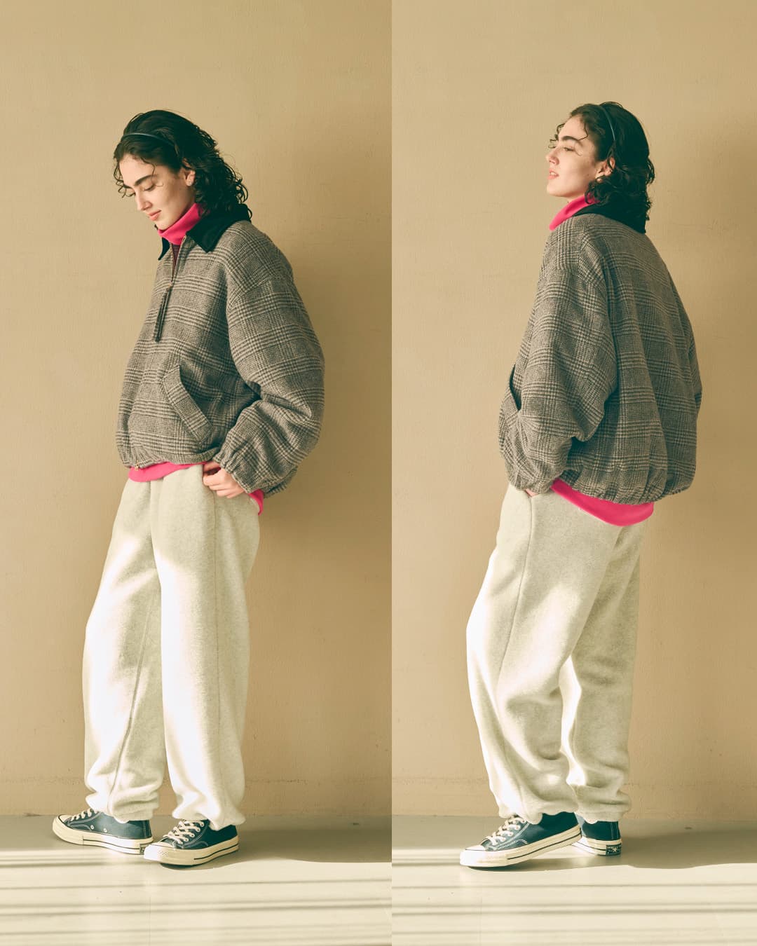 KHA:KI(カーキ)尾州リサイクルウール 起毛 ダブルジップジャケット RE-WOOL ZIPUP JACKET mil26fjk3255