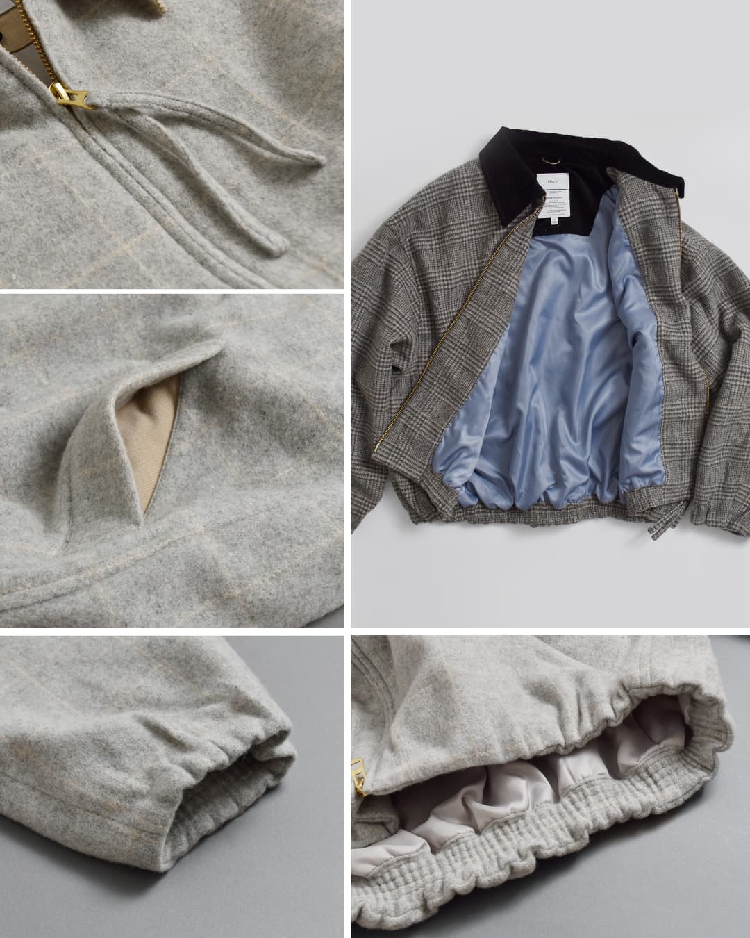 KHA:KI(カーキ)尾州リサイクルウール 起毛 ダブルジップジャケット RE-WOOL ZIPUP JACKET mil26fjk3255