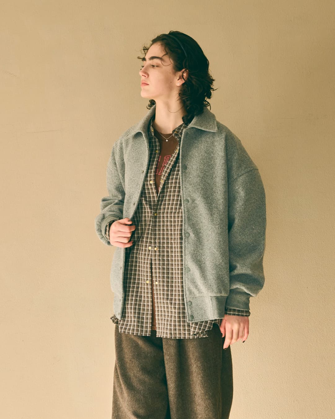 KHA:KI圧縮ニット ルーズ バーシティ ジャケット LOOSE VARSITY JACKET mil26fjk3260