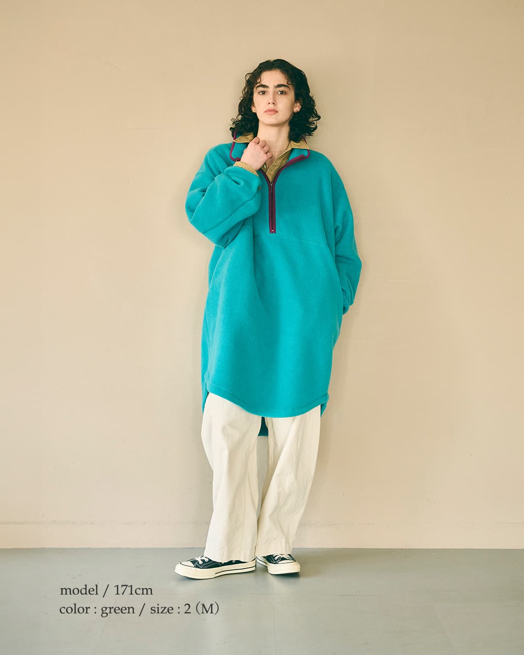 KHA:KIフリース ハーフジップ ロングプルオーバー HALF ZIP FLEECE LONG P/O mil26fop3110