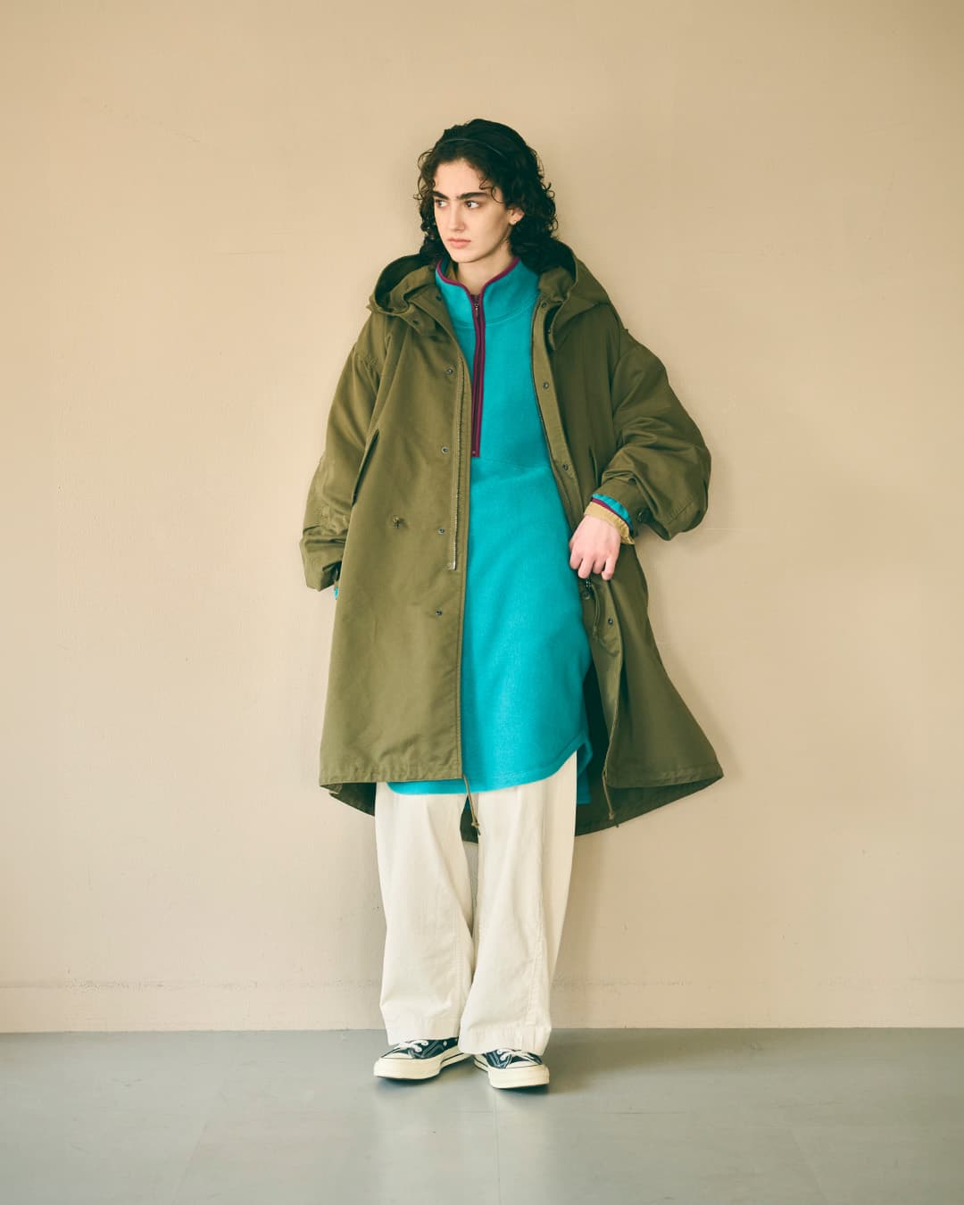 KHA:KIフリース ハーフジップ ロングプルオーバー HALF ZIP FLEECE LONG P/O mil26fop3110