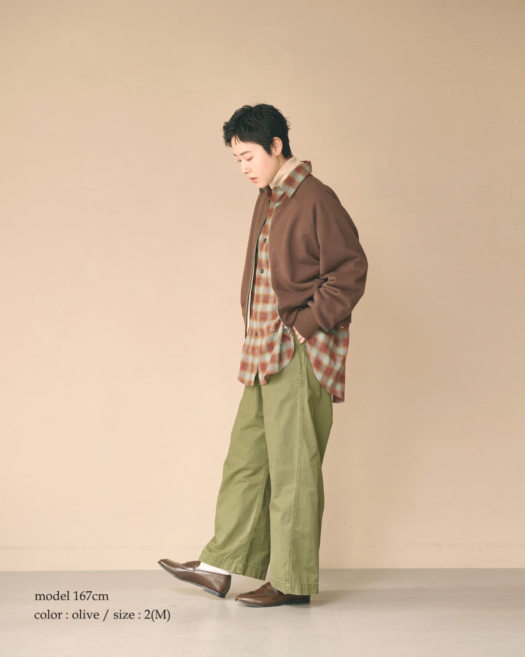 KHA:KI(カーキ)フェードコットンツイル ミリタリー ワイドパンツ TYPE-45 TROUSERS mil26fpt3262
