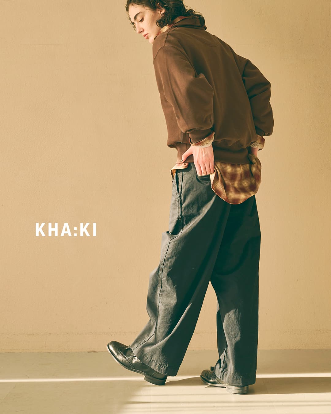 KHA:KI(カーキ)フェードコットンツイル ミリタリー ワイドパンツ TYPE-45 TROUSERS mil26fpt3262