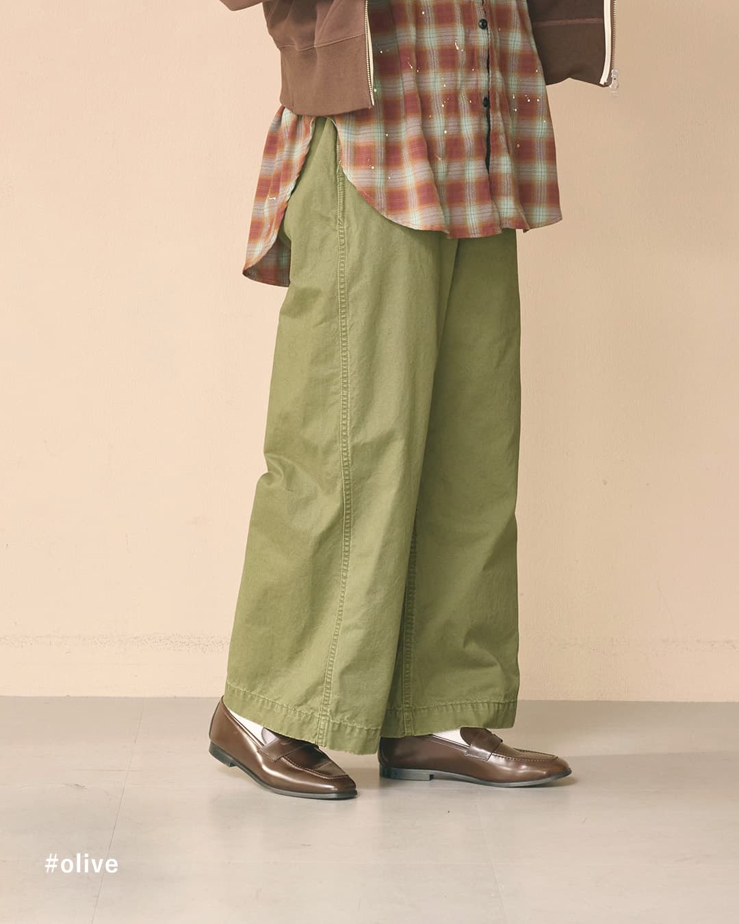 KHA:KI(カーキ)フェードコットンツイル ミリタリー ワイドパンツ TYPE-45 TROUSERS mil26fpt3262