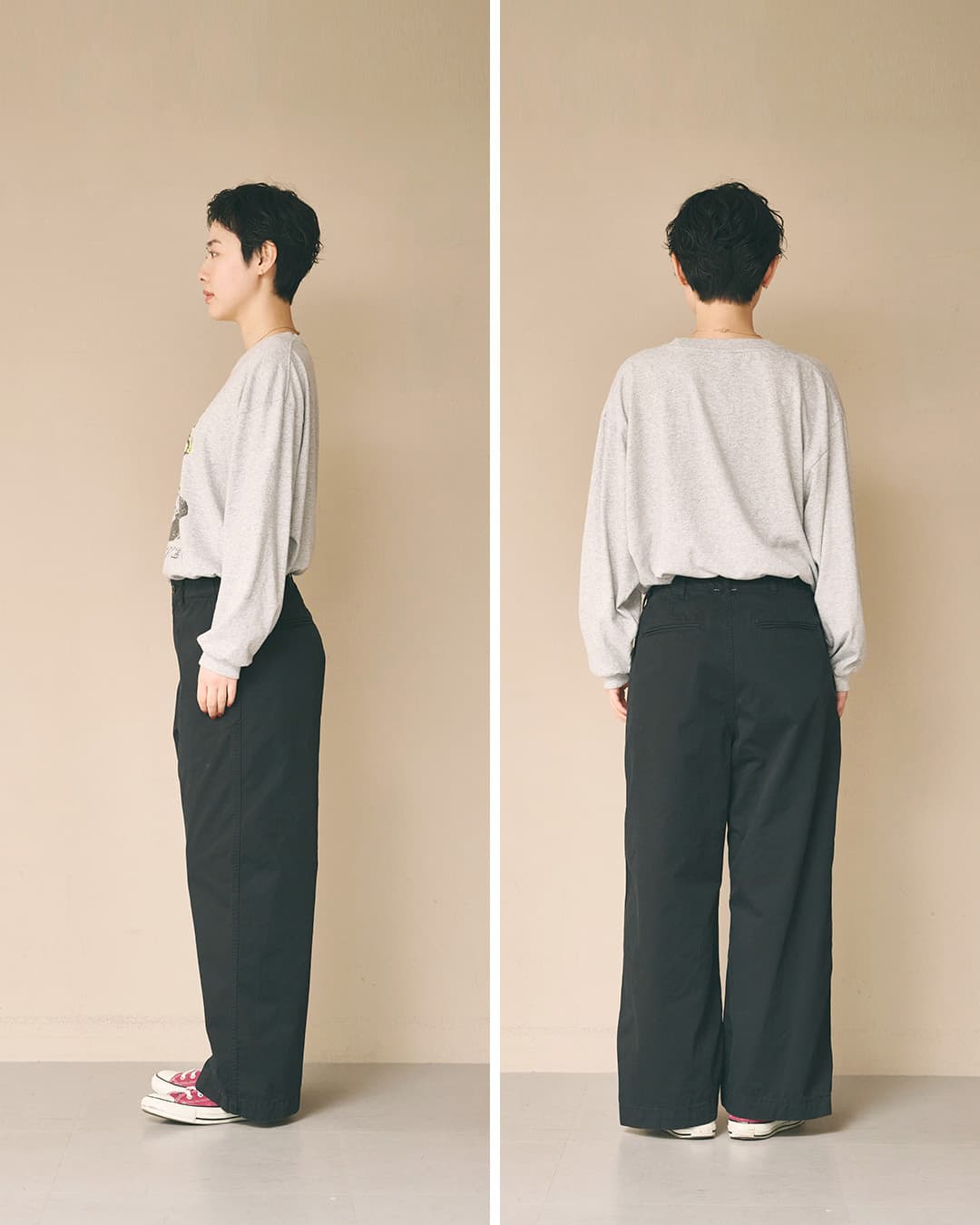 KHA:KI(カーキ)フェードコットンツイル ミリタリー ワイドパンツ TYPE-45 TROUSERS mil26fpt3262