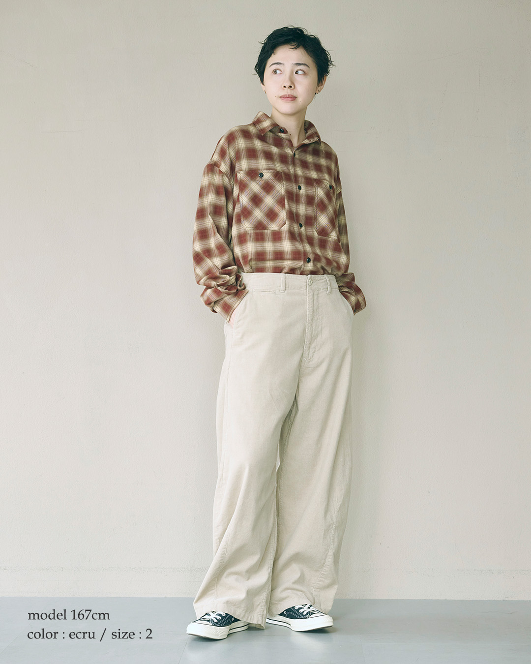KHA:KIコーデュロイ コクーンワイドパンツ OVAL CORD TROUSERS mil26fpt3263