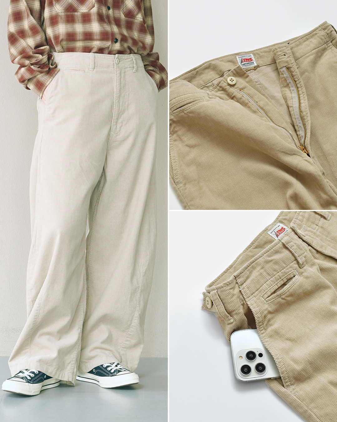 KHA:KIコーデュロイ コクーンワイドパンツ OVAL CORD TROUSERS mil26fpt3263