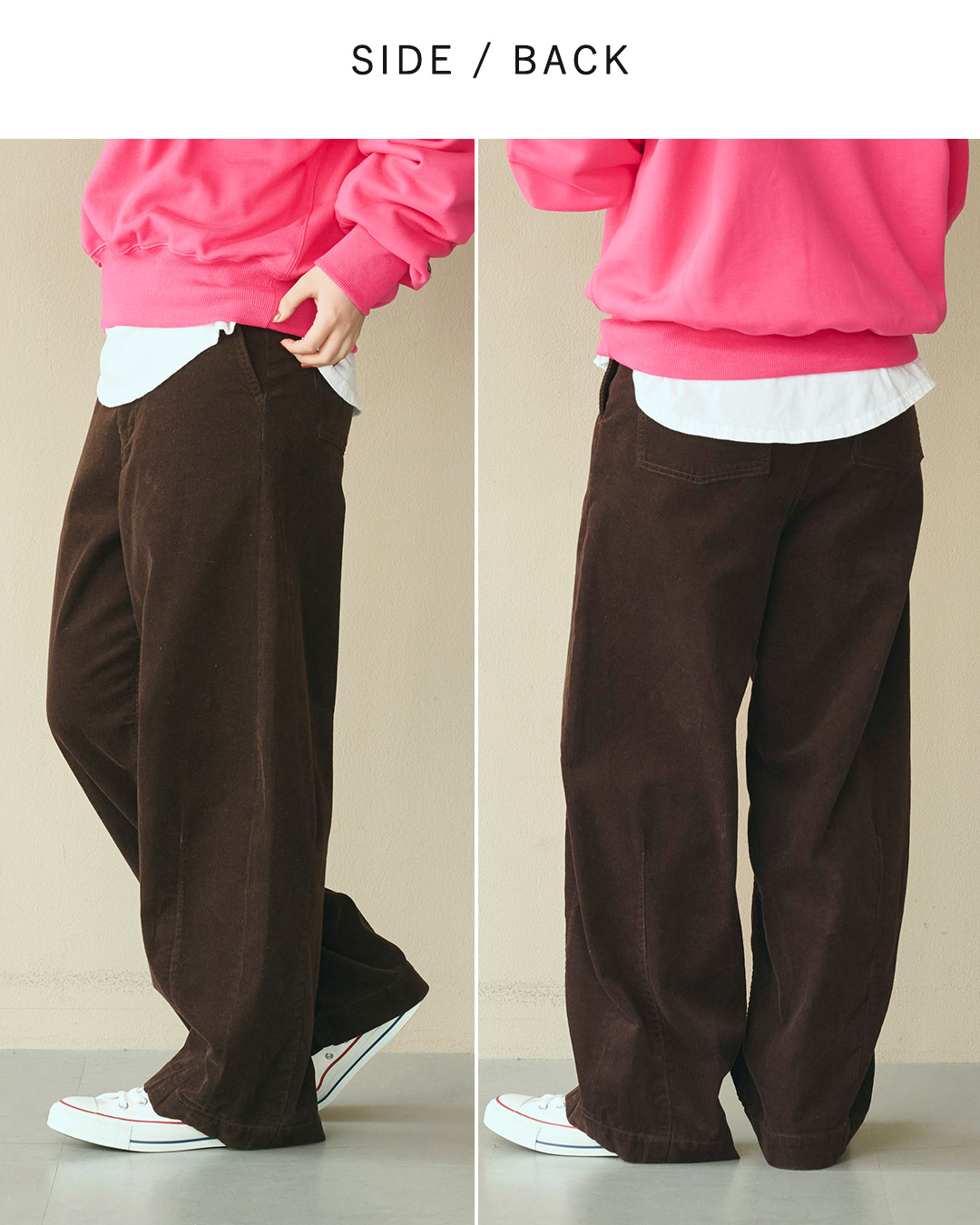 KHA:KIコーデュロイ コクーンワイドパンツ OVAL CORD TROUSERS mil26fpt3263