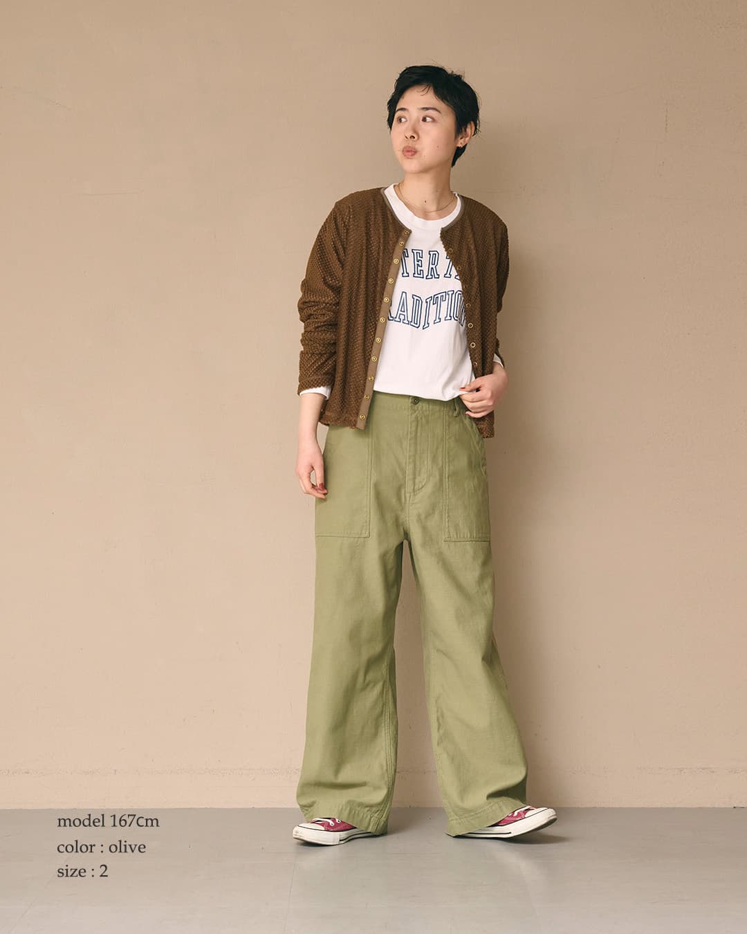 KHA:KIコットンルーズバックサテン ワイド ファティーグパンツ WIDE FATIGUE TROUSERS mil26fpt3264
