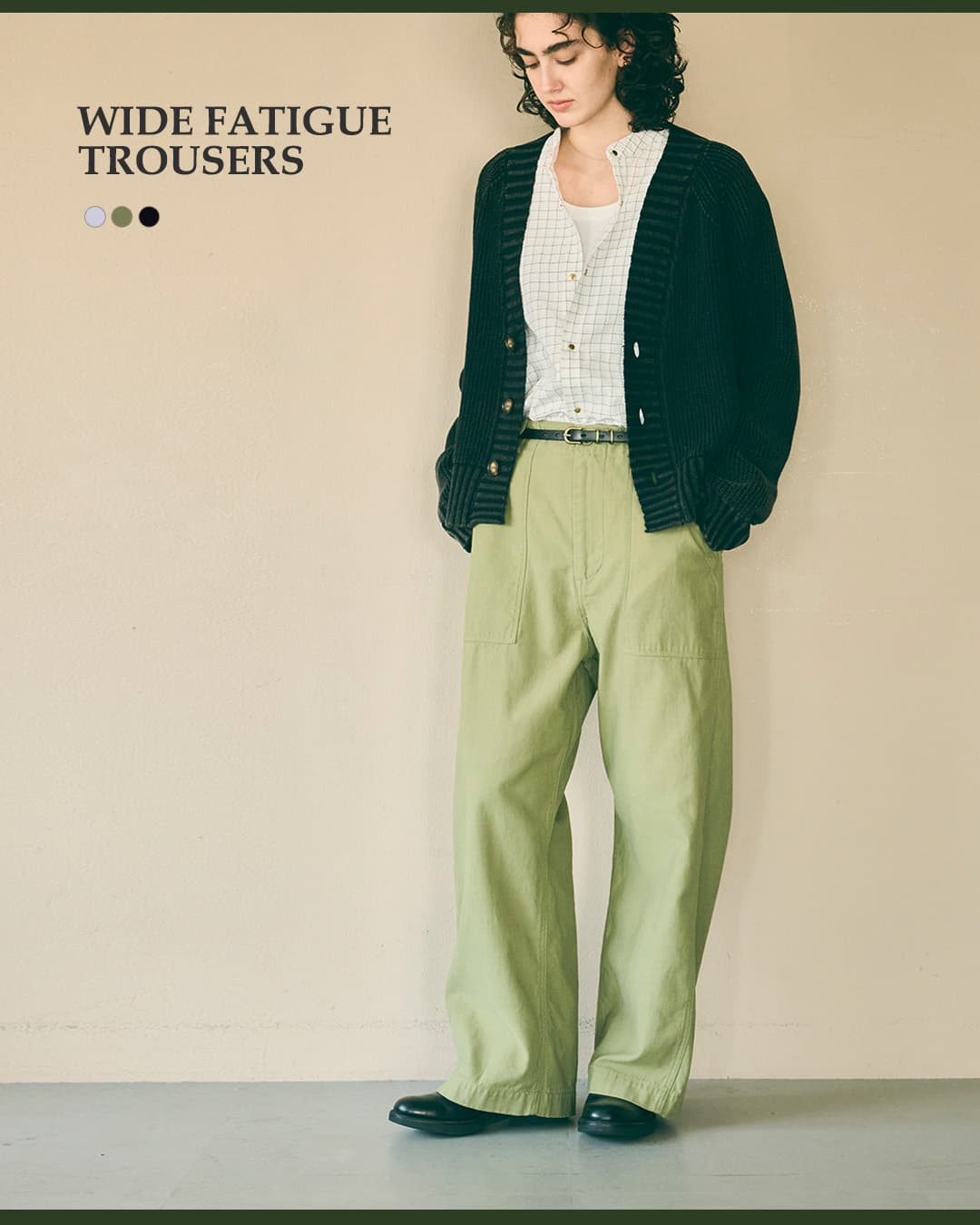 KHA:KIコットンルーズバックサテン ワイド ファティーグパンツ WIDE FATIGUE TROUSERS mil26fpt3264