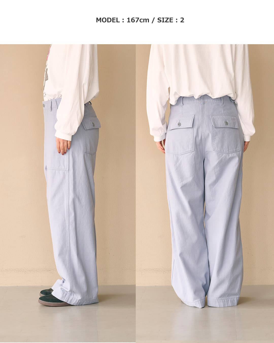 KHA:KIコットンルーズバックサテン ワイド ファティーグパンツ WIDE FATIGUE TROUSERS mil26fpt3264