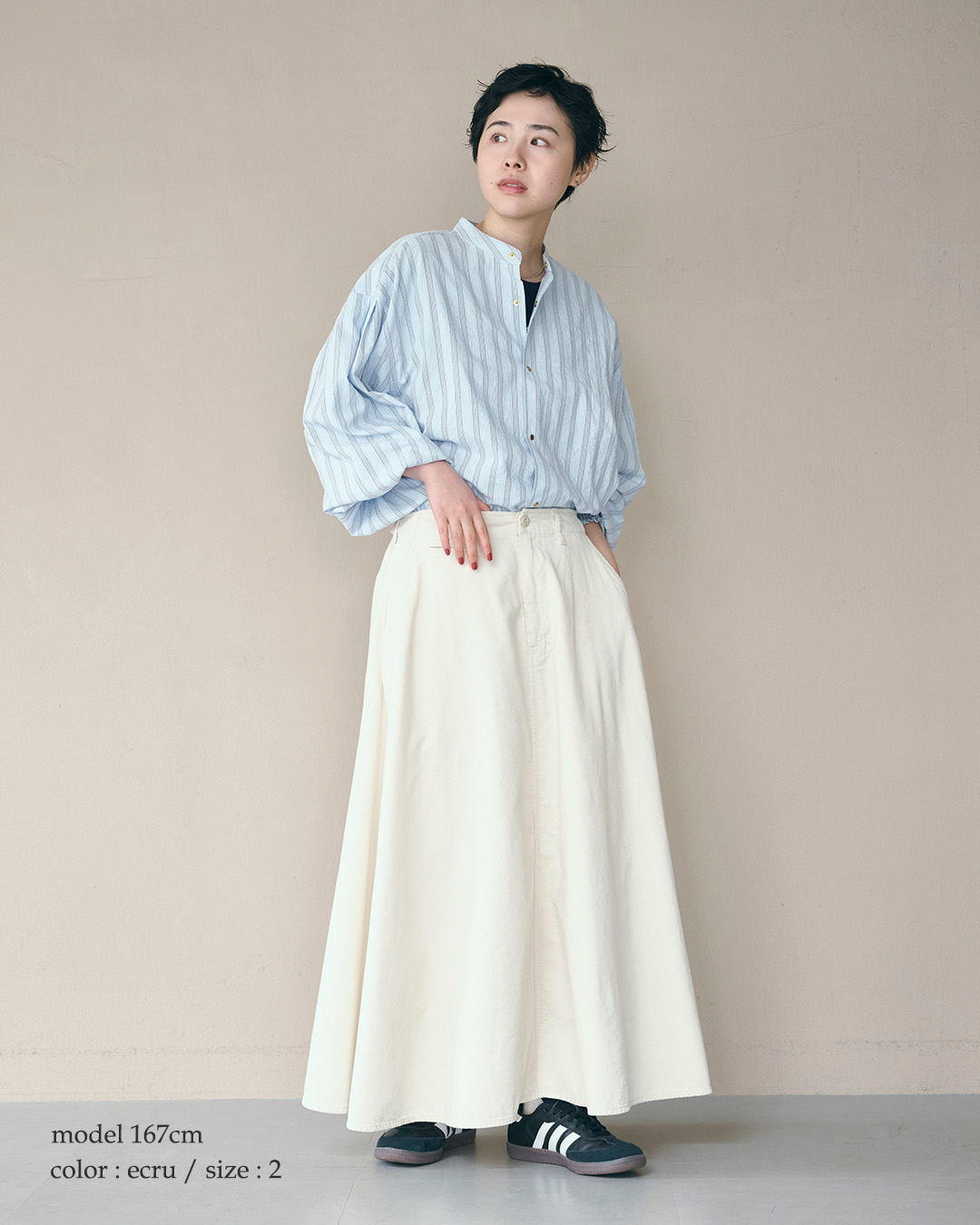 KHA:KIコーデュロイ フレアロングスカート CORD FLARED SKIRT mil26fsk3107