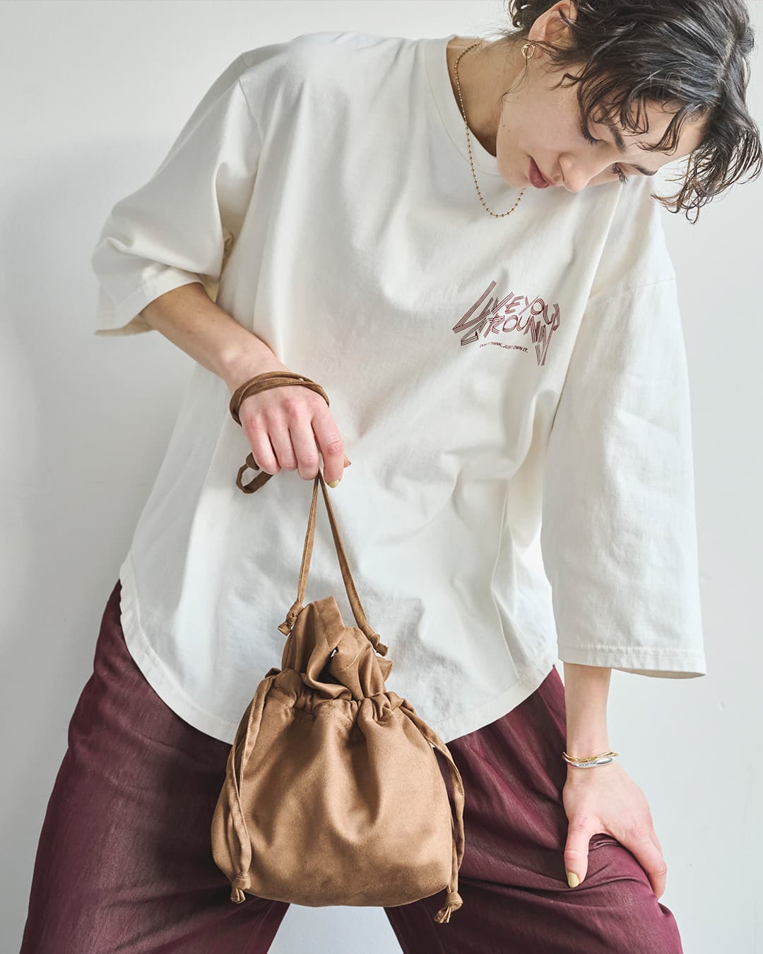 KHA:KI(カーキ)スエードライク マルチ コンバーチブルバッグ SUEDE CONVERTIBLE BAG mil26sbg3048