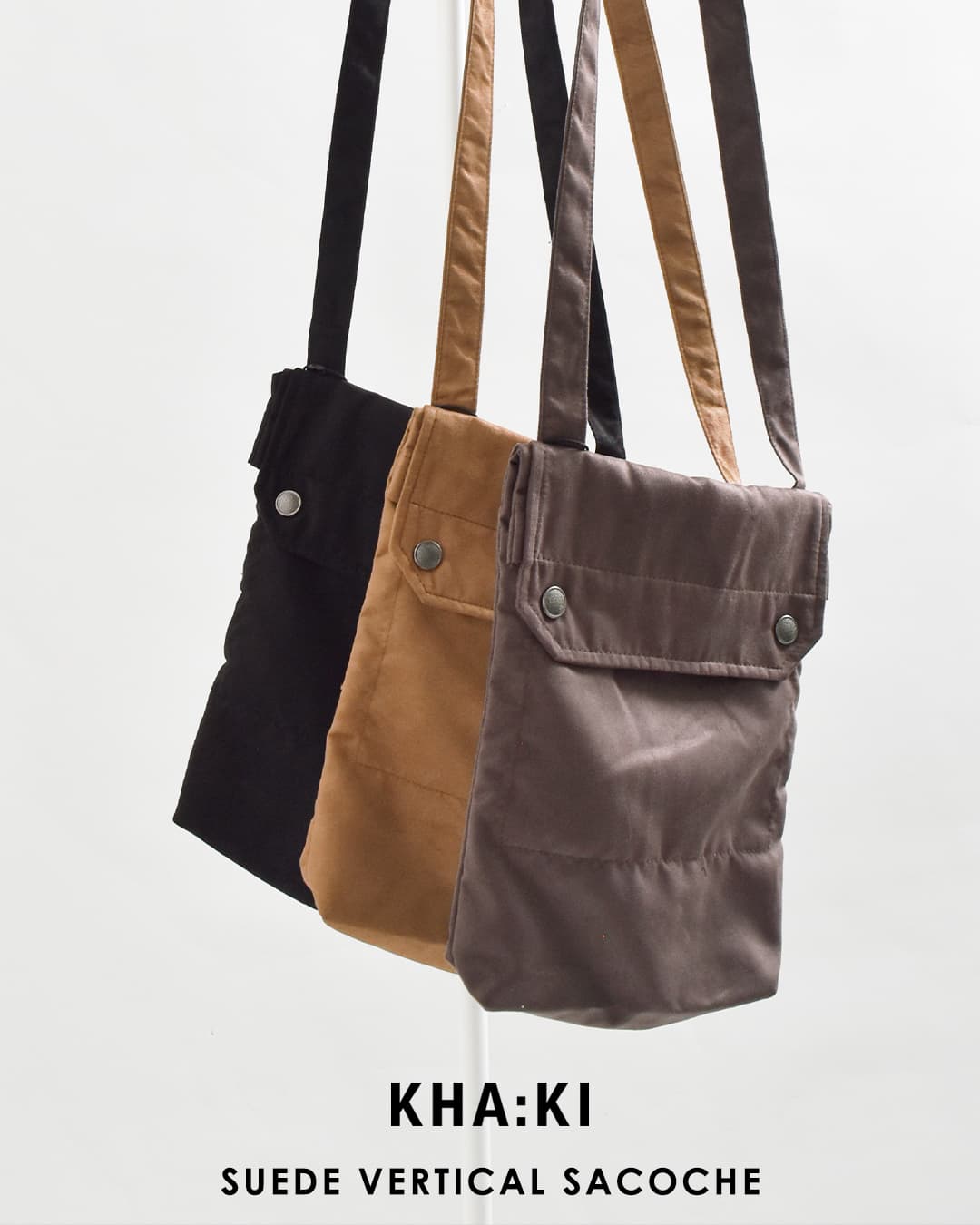 KHA:KI(カーキ)スエードライク バーティカル サコッシュ SUEDE VERTICAL SACOCHE mil26sbg3049