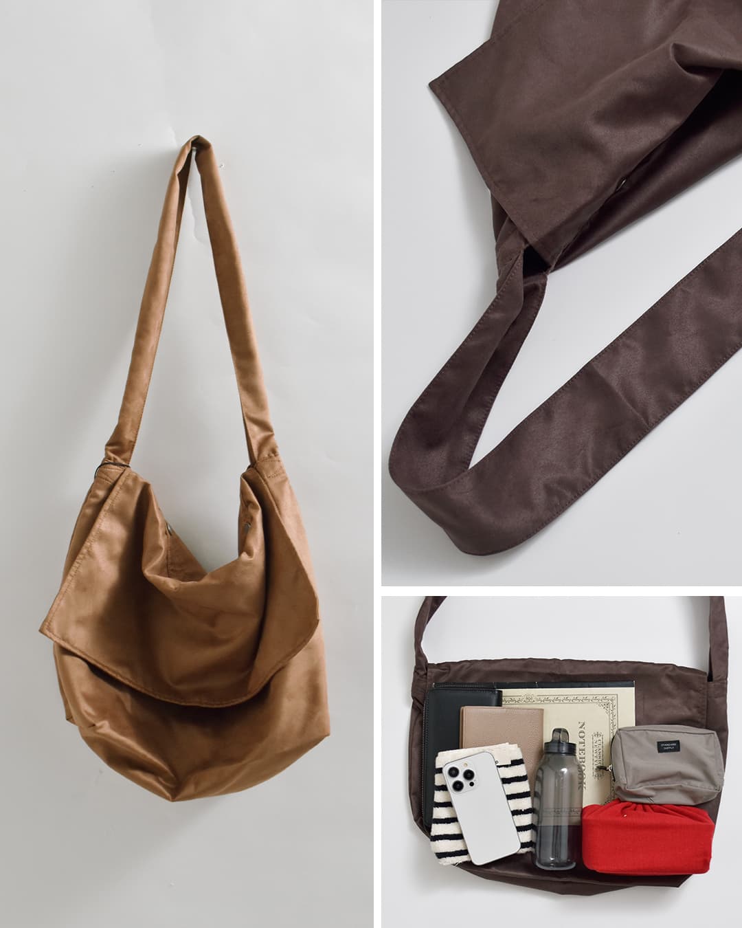 KHA:KI(カーキ)スエードライク ショルダー ニュースペーパーバッグ SUEDE NEWSPAPER BAG mil26sbg3050