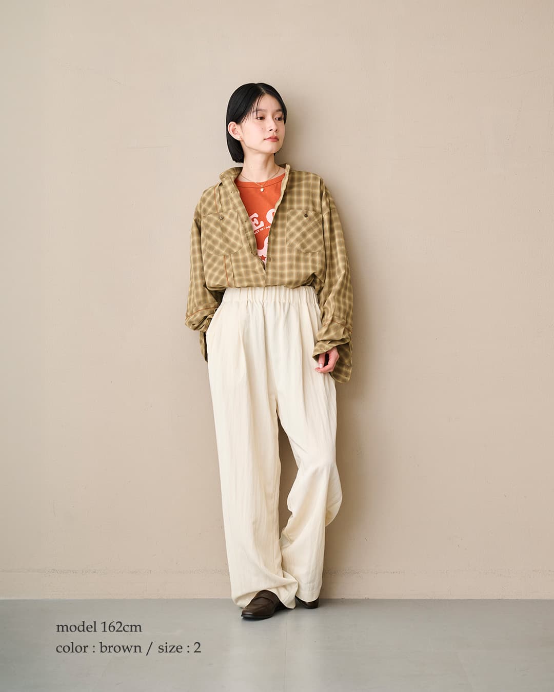 KHA:KIオンブレチェック パッチワーク バンドカラーシャツ CHECK SWITCH SHIRT mil26sbl3163