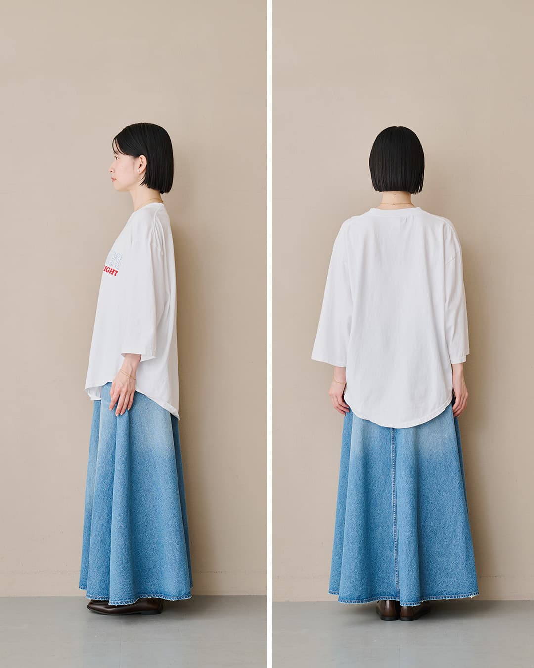 KHA:KI(カーキ)コットン天竺 プリント 7分袖Tシャツ LIVE YOUR GROUND / E.G.B.A mil26scs3506-7