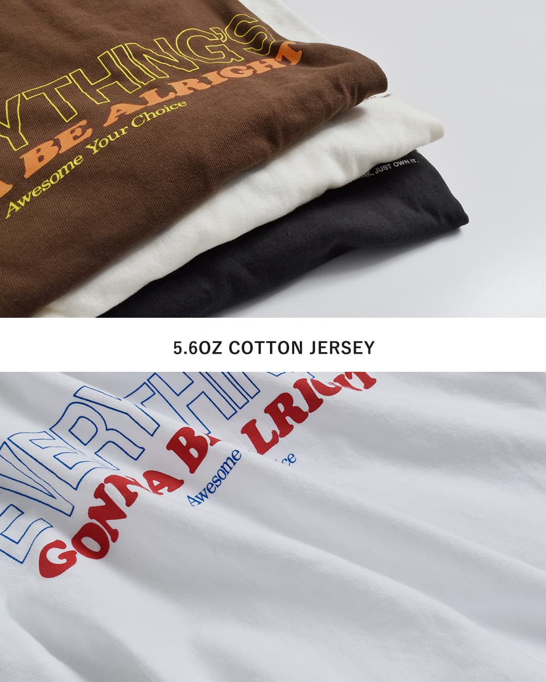 KHA:KI(カーキ)コットン天竺 プリント 7分袖Tシャツ LIVE YOUR GROUND / E.G.B.A mil26scs3506-7