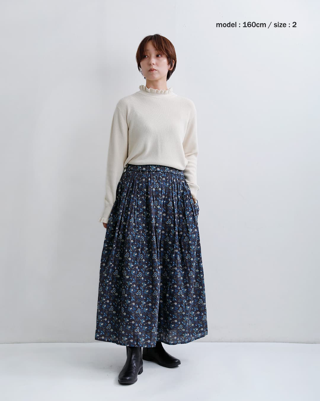 SOILコットンキャンブリック フラワー ギャザー スカート nsl26595