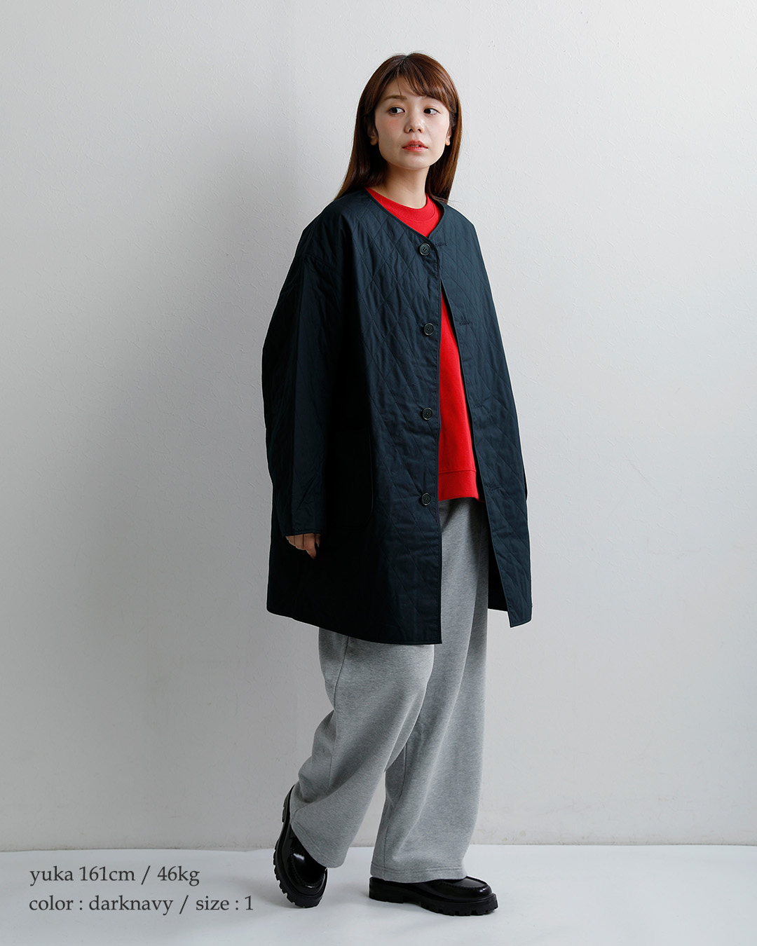 ORCIVALコットン インサレーション キルト ノーカラー コート or-a0848mty