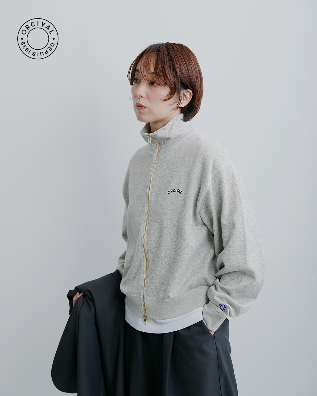 ORCIVAL(オーチバル・オーシバル)ライトフレンチテリー スタンドカラー ジップ ジャケット or-c0560maz