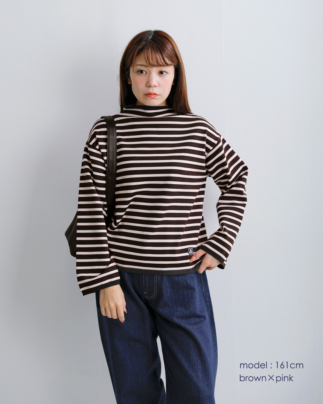 ORCIVAL(オーチバル・オーシバル)ウールプレーティング ニット ボーダー モックネック プルオーバー or-d0113cra-26aw