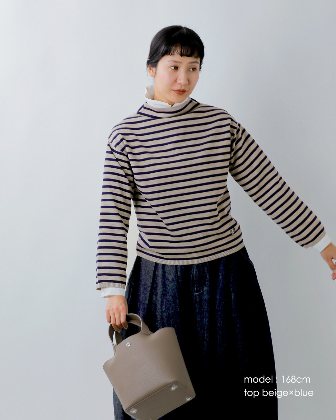 ORCIVAL(オーチバル・オーシバル)ウールプレーティング ニット ボーダー モックネック プルオーバー or-d0113cra-26aw