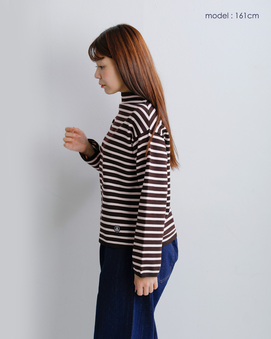 ORCIVAL(オーチバル・オーシバル)ウールプレーティング ニット ボーダー モックネック プルオーバー or-d0113cra-26aw