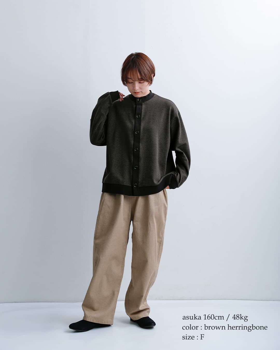 PARIS DE AOUNEウール混 クルーネック カーディガン pa244ct004