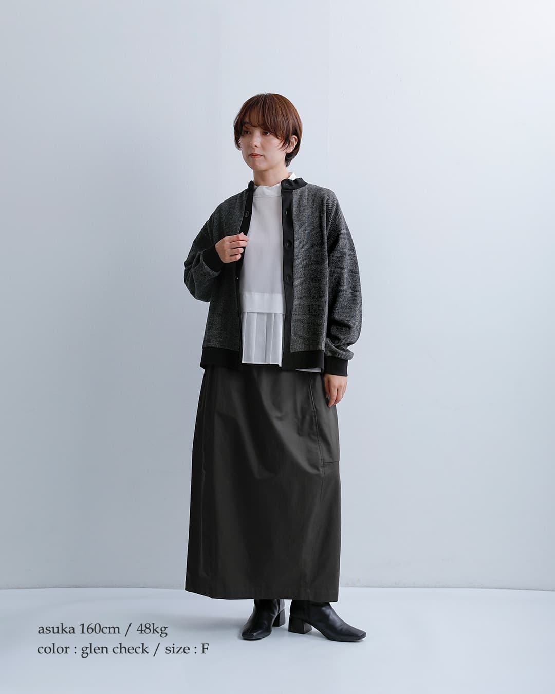 PARIS DE AOUNEウール混 クルーネック カーディガン pa244ct004
