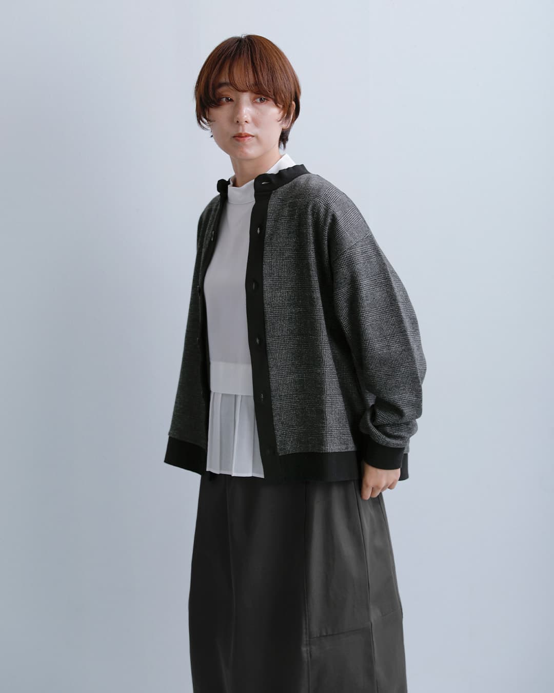 PARIS DE AOUNEウール混 クルーネック カーディガン pa244ct004