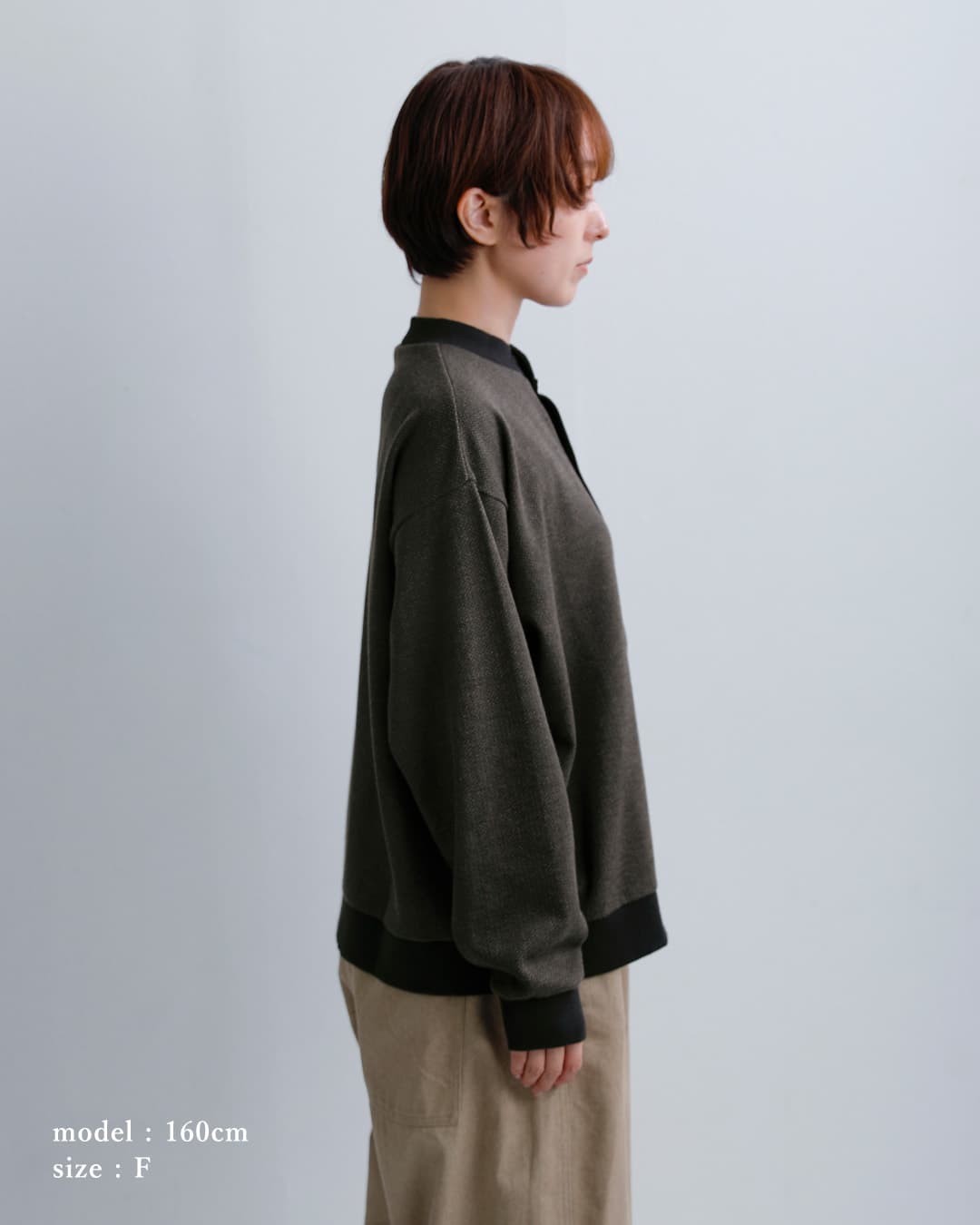PARIS DE AOUNEウール混 クルーネック カーディガン pa244ct004