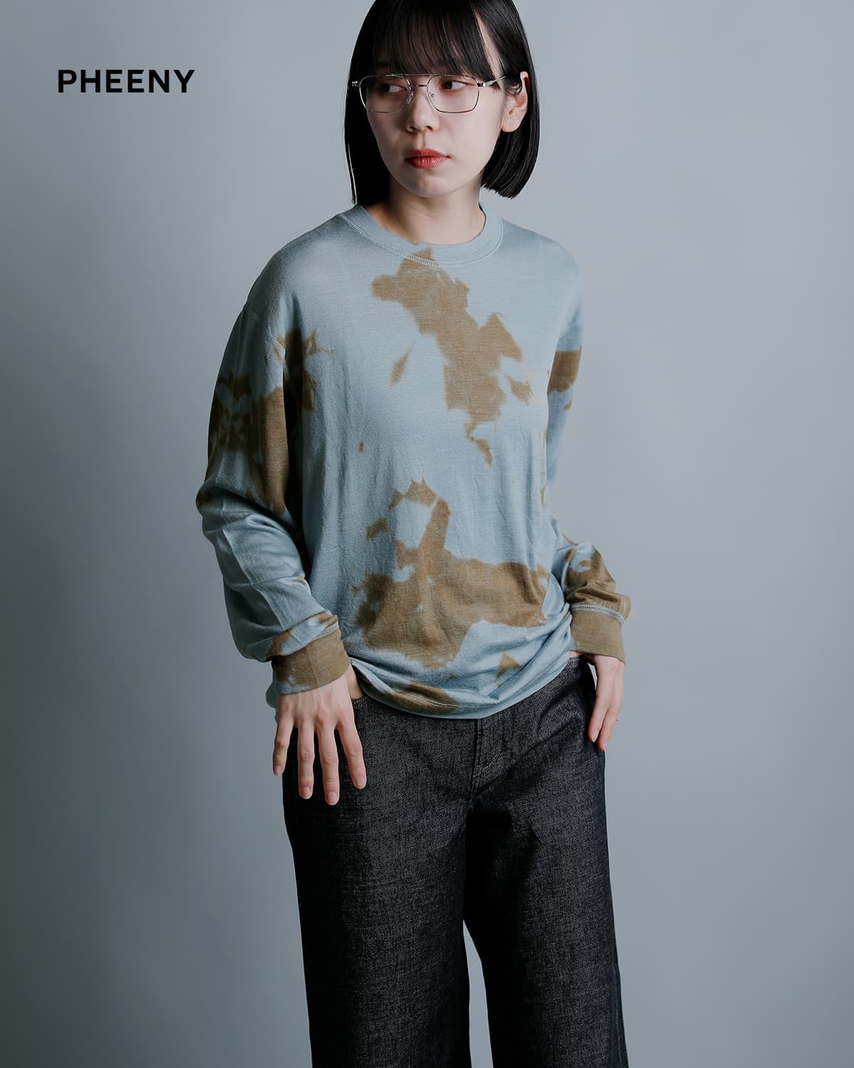 PHEENYメリノウール ダイ 長袖Tシャツ pa26-cs11