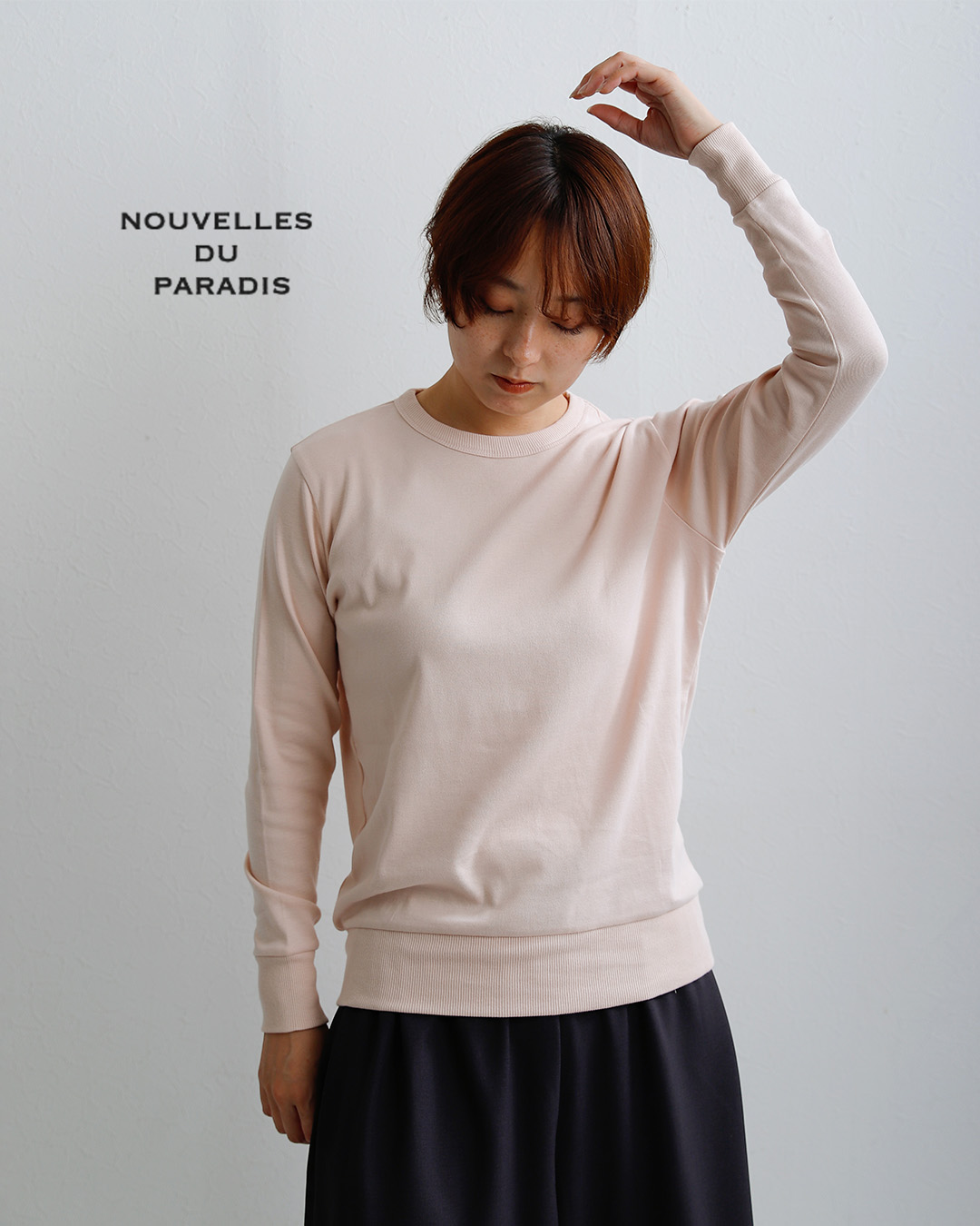 NOUVELLES DU PARADISトロワフライス コットン クルーネック 長袖カットソー pc18302a